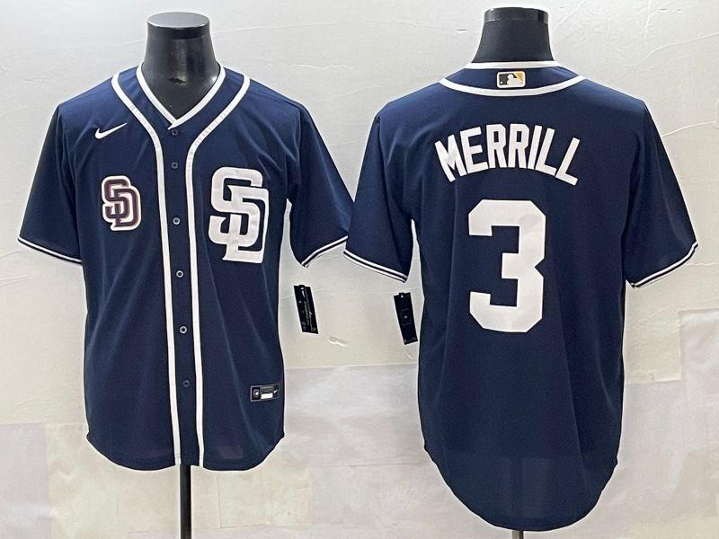 Men 2025 San Diego Padres #3 Merrill Dark Blue Game Nike MLB Jersey style 9->san diego padres->MLB Jersey
